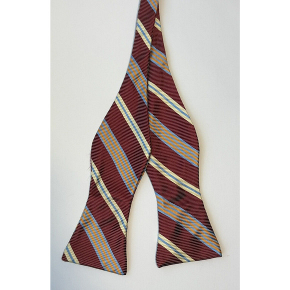 Robert Talbott Men's 100% Silk Adjustable Bow Tie Burgundy/Orange/Cream/Blue USA - Picture 1 of 5